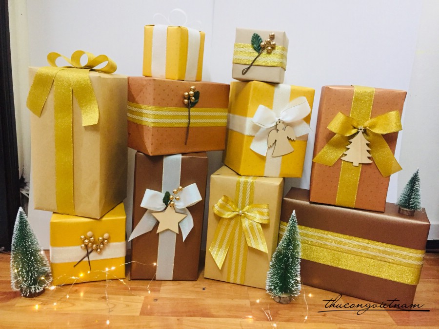 10 Hộp Quà Cao Cấp Trang Trí Nhiều Size Tông Vàng